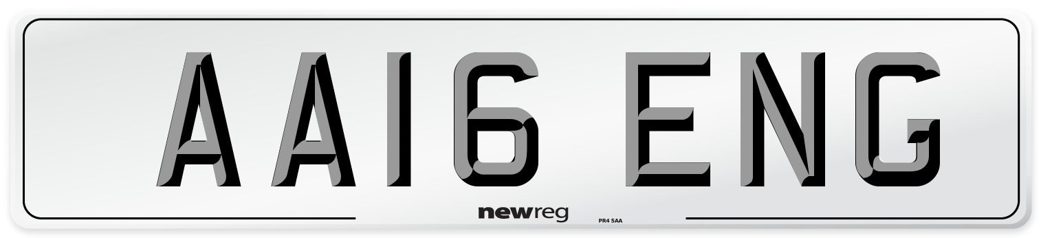 AA16 ENG Number Plate from New Reg